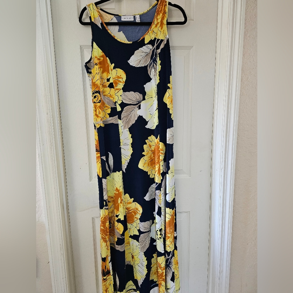 Floral Maxi Dress - Yellow and Black